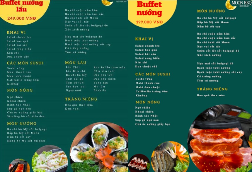 Thực đơn Buffet đơn giản nhưng chất lượng  của Moon BBQ