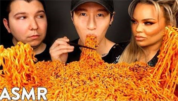 ASMR Nuclear Fire Noodles with Nikocado Avocado & TRISHA Paytas (No Talking) Mukbang
