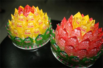 Cách làm quả dứa bằng kẹo Oishi cực đẹp bày bàn thờ ngày Tết
